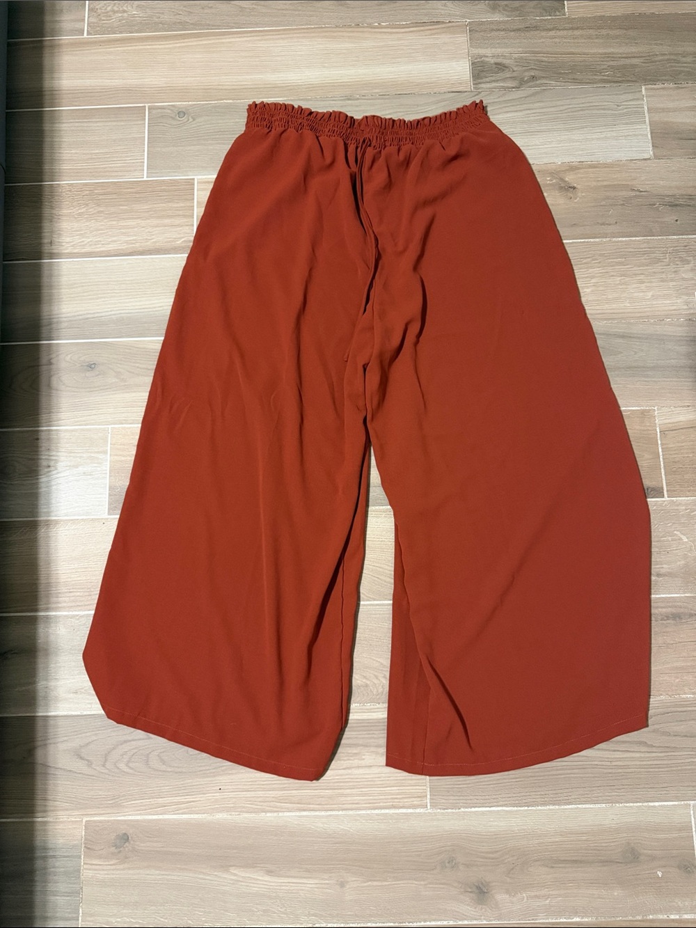 Women's Wide-Leg Elastic Waist Pants - Rust